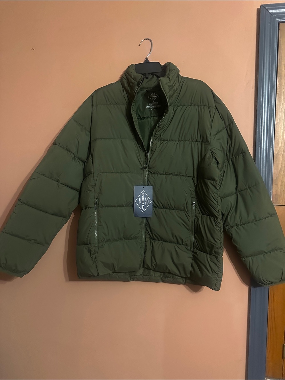 St. John's Bay Olive Green Quilted Puffer Jacket